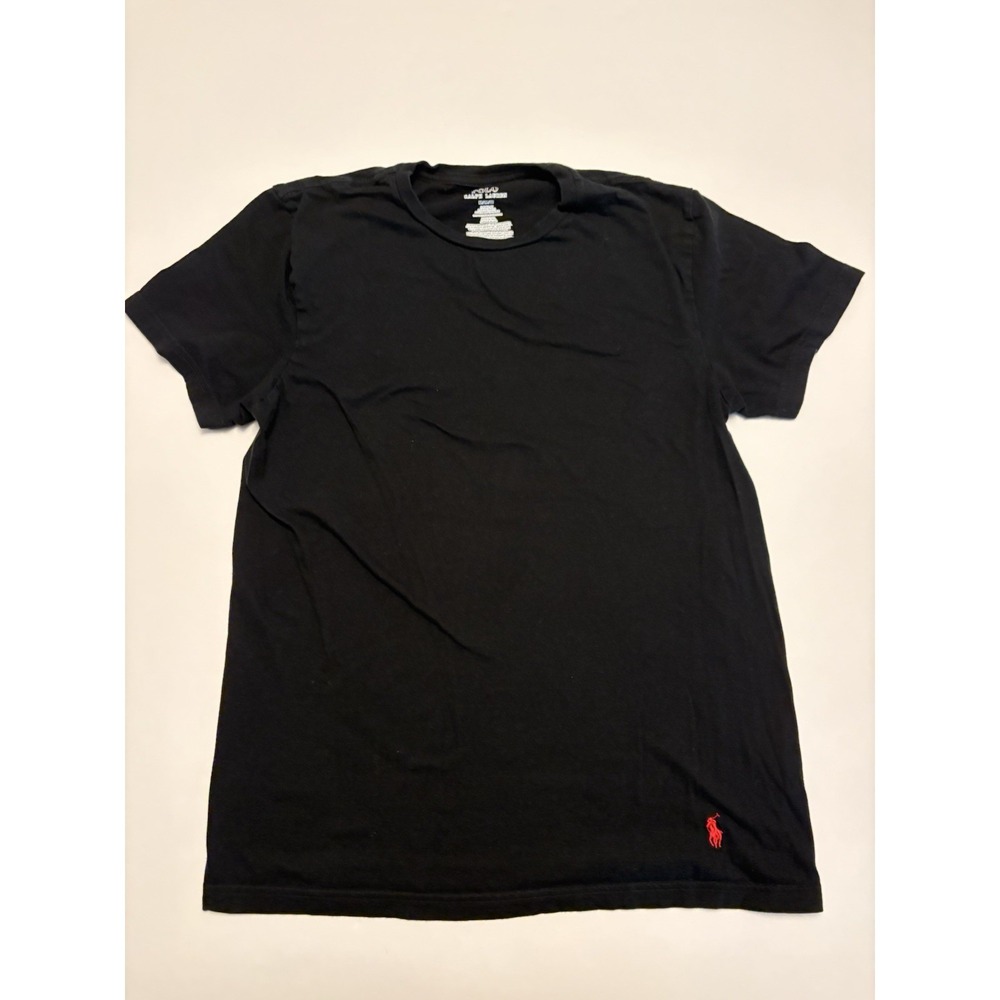 Polo Ralph Lauren Men's Black Crewneck T-Shirt Size M Classic Fit Red Pony Logo - Picture 1 of 6